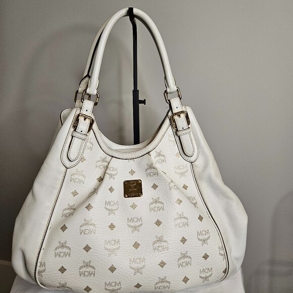 MCM Handbags - MCM White Hobo Bag with dust bag  - EUC